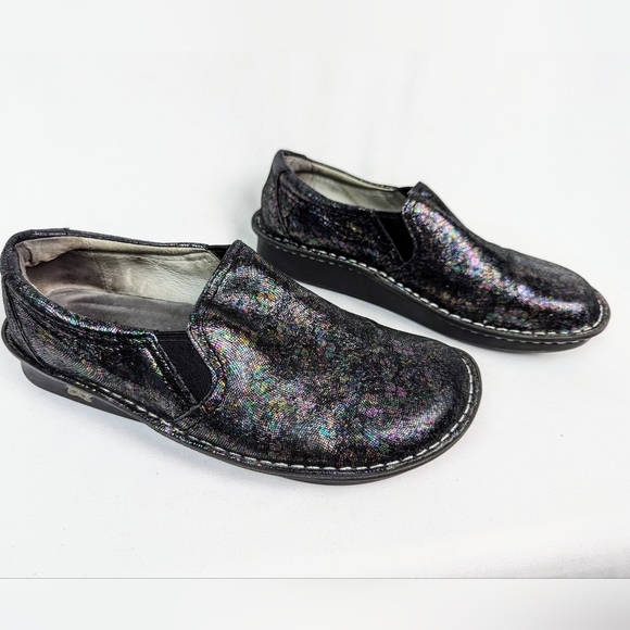 Alegria sz 40/9.5 Leather Slip On Brook Tranquil Multi Color Shoes Double Gore - Picture 4 of 14